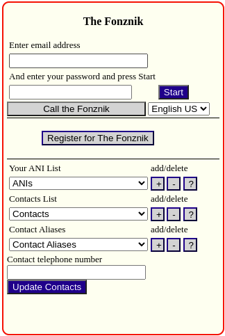 Fonznik Contact Management form